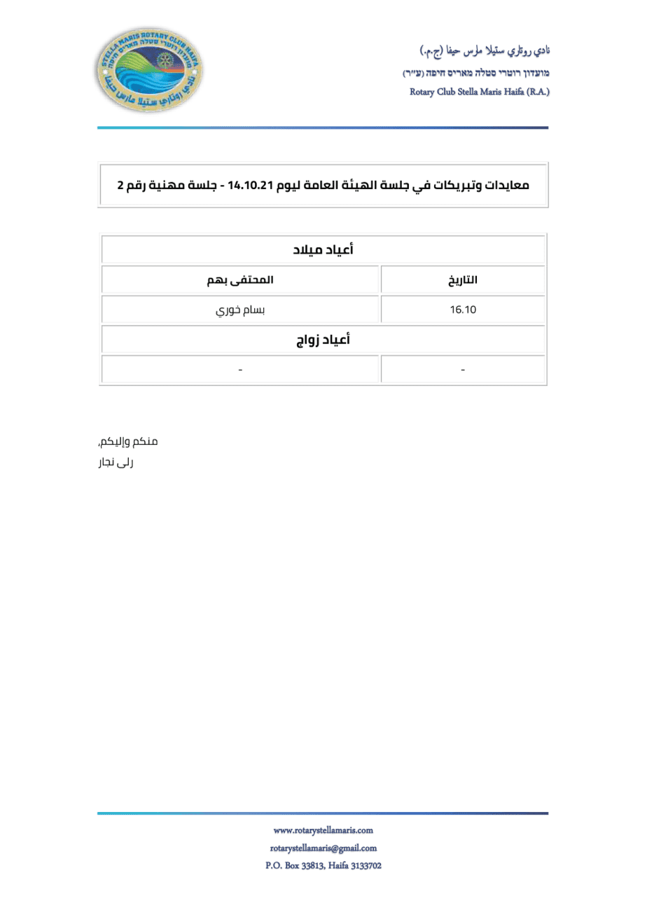 معايدات وتبريكات في جلسة الهيئة العامة ليوم 14.10.21 - جلسة مهنية رقم 2-1
